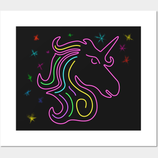 Unicorn Glowing Neon & Glittery Visual Effect Posters and Art